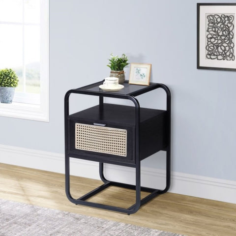 ZUN Black Accent Table with Glass Top B062P181415