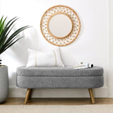 Ottoman Oval Storage Bench,Rubber Wood Legs, Gray W487P255613