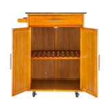 ZUN Moveable Kitchen Cart with Stainless Steel Table Top & One Drawer & One Cabinet Sapele 61792927