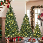 ZUN 8FT, 6FT, 4FT Pre-Lit Green Pine Artificial Christmas Tree, Set of 3 Hinged Xmas Trees with 820 96675972