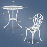 3 Pieces Patio Bistro Set, Rust-Resistant Cast Aluminum Outdoor Bistro Table and Chairs Set of 2, 03627350