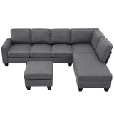 ZUN [New] 104.3*78.7" Modern L-shaped Sectional Sofa,7-seat Linen Fabric Couch Set with 68288561