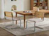 Mid Century Modern Dining Chairs Set of 2, Velvet Accent Chairs with Natural Cane Back & Stainless 64962854