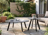 Round Nesting Coffee Table Set of 2, Modern Black Metal Side and End Tables for Indoor and Outdoor 72838276
