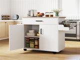 41.5" Rolling Kitchen Island Cart with Storage, White Kitchen Cart with Drawer Cabinet, Spice Rack 46052870