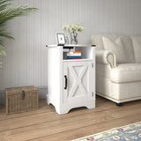 Farmhouse Nightstand Side Table, Wooden Rustic End Table, Tall Bedside Table with Electrical Outlets B082134940