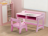 Kids Study Desk and Chair Set with Storage, Pink MDF, 60.5*41.5*50cm 42843739