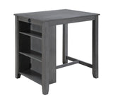Graham 36" Gray Finish Small Space Counter Height Dining Table with USB Charging Ports and Shelves B061P159999