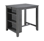 ZUN Graham 36" Gray Finish Small Space Counter Height Dining Table with USB Charging Ports and Shelves B061P159999