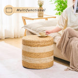 Handmade Woven Foot Stool Natural Water Hyacinth Ottoman for Home Decor & Seating White 70789887