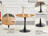 Round Dining Table, 31.5" Circle Tulip Table with Thickened Tabletop & Metal Pedestal, Mid Century W2920P518747