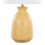 Claudia 20" Contemporary Ceramic Accent Lamp in Misted Yellow Ceramic, Polished Nickel Accents and B202P224015