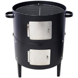 17 Inch Steel Charcoal Smoker, Heavy Duty Round BBQ Grill for Outdoor Cooking, Black 28070527