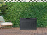 33gal Square Wood & Rattan Plastic Garden Storage Box Gray 76095805