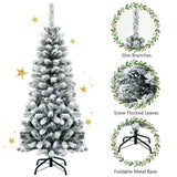 4.5ft Christmas Tree with Snow Flocked Branches - 242 High-Density Tips, Premium PVC, Foldable Metal 30811929