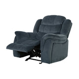Classic Design, Steel Gray Plush Fabric, Glider Recliner 57412.00FSTL