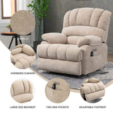 ZUN 23" Seat Width and High Back Large Size Beige Chenille Power Lift Recliner Chair with 8-Point 22233917