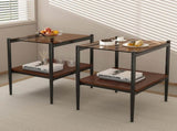 Set of 2 Rectangle End Table, Tempered Glass Tabletop with MDF layer, Modern Table for Living Room , W241P184253