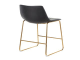 Contemporary Counter Stool in Gold Metal and Black Faux Leather - Set of 2 B202P221870