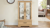 ZUN Glass Cabinet Lighted Glass Cabinet Curio Display Cabinet with Adjustable Glass Shelves 2 Doors and W2275P178890