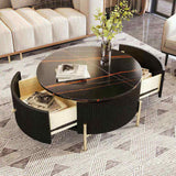 Modern Round Coffee Table with 2 large Drawers Storage Accent Table WF311606AAB