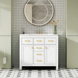 36'' Bathroon Vanity with Ceramic Sink Combo Set,Modern Freestanding Single Bathroom Cabinet with 4 N710P247494K