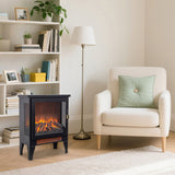 17 inch Freestanding Electric Fireplace Stove heater with 3D Flame effect,Black 86608177
