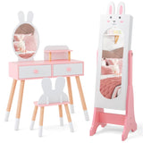 Kids White Vanity Set Princess Makeup Dressing Table And Chair Set With Jewelry Armoire 98772861
