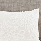 King/Cal King 3 Piece Tufted Cotton Chenille Floral Duvet Cover Set B035129182
