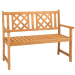 ZUN 118*56.5*90cm Outdoor Garden Fir Grid Back Wooden Bench Burlywood 89218544