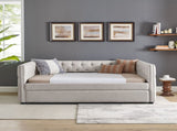 Daybed with Trundle Upholstered Tufted Sofa Bed, with Button and Copper Nail on Square Arms,Full 40537280