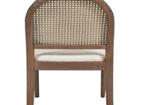 Panama 18.5" Curved Cane Rattan Side Dining Chair, Set of 2, Ivory White Boucle B2719P238359