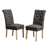 ZUN Habit Solid Wood Tufted Parsons Dining Chair, Set of 2, Charcoal T2574P164542