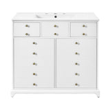 36'' Bathroom Vanity with Ceramic Sink Combo, Solid Wood Frame Bathroom Storage Cabinet, N710P195628K