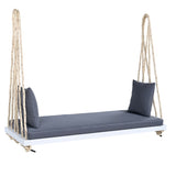 TOPMAX Patio Wooden Swing Chair, Hanging Porch Swing Bench with Cushion&Pillows, 10.8Ft Hemp Ropes N717P210136K