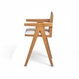 27" Height, Cream Woven Cane Plastic Backrest Bar Stool - Foam-Padded Fabric Seat & Durable N780P237930N