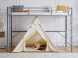 Twin Size Metal Loft Bed with Safety Guardrails & 2 Built-in Ladders, Loft Bunk Bed Frame for Teens 37867225