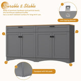 ON-TREND Farmhouse TV Stand with 2 Drawers for TVs Up to 70", Versatile Wood Grain Sideboard with N721P245732E