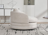 30"W Modern Round 360&deg Swivel Barrel Accent Chair with Pillow, Chenille Upholstered Comfy Barrel W3118P384512