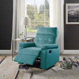 ZUN Luxurious Velvet Teal Blue Color Motion Recliner Chair 1pc Couch Manual Motion Plush Armrest Tufted B011P163885