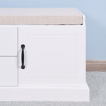 ZUN Wooden Entryway Shoe Cabinet with 2 Drawers and 2 Doors Living Room Storage Bench with White Cushion 65956808