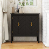 2 Door Wooden Cabinets, Black Wood Cabinet Vintage Style Sideboard for Living Room Dining Room W68852964