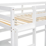 ZUN Twin Size Loft Bed with desk and shelves, Safety Guardrail and ladder,White W504P181854