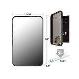 20x30 Inch Recessed Black Metal Framed Medicine Cabinet with Mirror and Adjustable Shelves Black W1435P241582