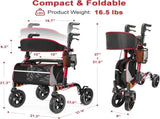 Walkers for Seniors, Rollator Walker with Seat, 350 lb Weight Capacity, 18" Big Seat, 8" All-Terrain W3952P384273