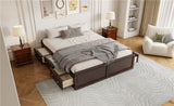 Wood Queen Size Platform Bed Frame with 6 Drawers, Espresso N709P241723P