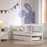 Vertical Fence White Painted Pine Toddler Bed with Bottom Drawer and Side Car Bed 73292945