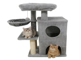 Light Gray 33.5" Multi-Level Cat Tree with 2-Tier Condo, Sisal Scratching Posts & Anti-Toppling 67443380