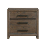 ZUN Dark Walnut Finish Nightstand of 3 Drawers Classic Design Bedroom Furniture 1pc B011140393