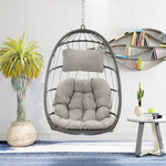 ZUN Outdoor Wicker Rattan Swing Chair Hammock chair Hanging Chair with Aluminum Frame and Grey Cushion W34965380